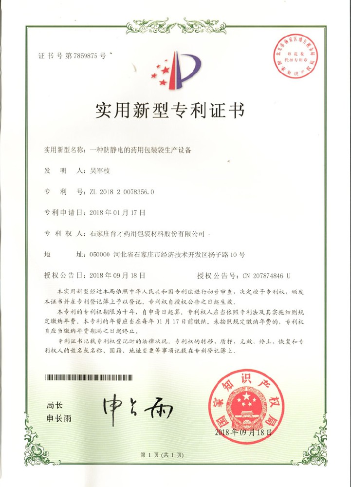 一種防靜電的藥用包裝袋生產設備